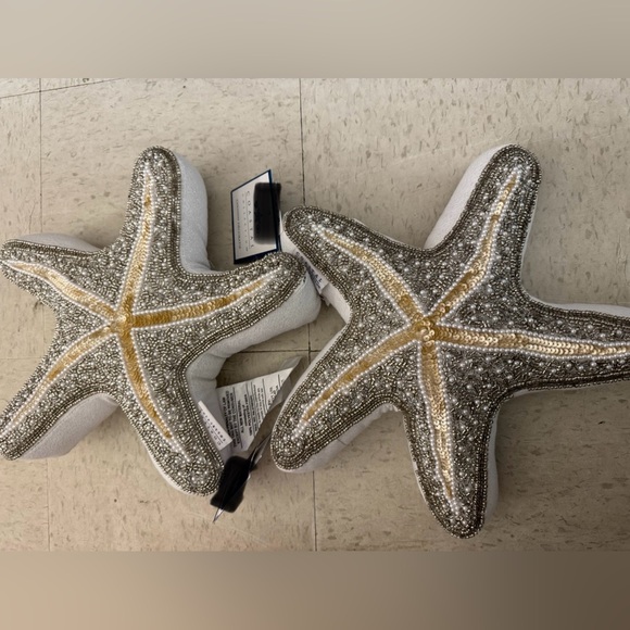 2 Elegant Beaded Starfish Pillows